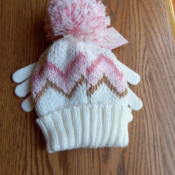 NWT Cozy Girls Knit Hat/Beanie & Mitten Gloves Set Holiday Gifts Winter Sets - Picture 3 of 6